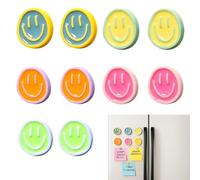 10 Pcs Smiley Faces Fridge Magnets for Adults, Cute & Decorative Colourful Round Strong Whiteboard Magnets for Crafts, Kitchen Decor, Lockers, Magnetic Board, Cabinet, Dishwasher and Office