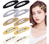 10 PCS Snap Hair Clips Simple Hairstyle Clips Matte Hairclips Oval Snap Hair Barrettes Flat Metal Hairclip Women Hair Accessories Large Non-slip Styling Clip for Women and Girls