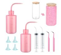 10 Pcs Snow Globe Tumbler Supplies for Glitter, Snow Globe Tumbler Kit with Bent Syringe, Tweezers, Small Funnel Squeeze Bottle - DIY Glass Cups Supplies for Glitter Snowglobe Tumbler Craft Cup Making
