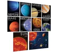 10 Pcs Solar System Education Posters, Thick Cardstock Space & Planets Posters, PET Film, Office & Classroom Wall Art Decor (10” x 8”)