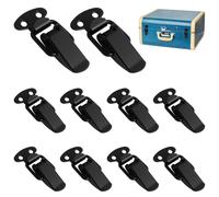 10 PCS Spring Loaded Toggle Latch Catch, Stainless Steel Locking Clamp Clips and Screws, Heavy Duty Hasp Buckles for Toolbox Drawer Cabinet, Cabinet Case Closet, Black Safety Fasteners