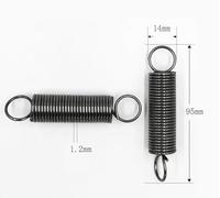 10 Pcs Spring Steel Tension Spring with Hooks 1.2 mm Wire Diameter, 14 mm OD, 95 mm Free Length, Spring Steel Extended Tension Spring