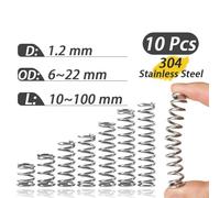 10 Pcs Spring Wire 1.2mm Compression Springs Set Stainless Steel Spring Metal Elasticity Pressure Release Machinery Coil Springs Outer Diameter(6mm/7mm/8mm/9mm/10mm)(20mm,8mm)