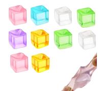 10 Pcs Squishy cube, Ice cube squishy, Stress Cube Stress-Relieving Little Thing for Family or Friend Gift Party(Purple Blue Orange Green Pink Transparent White)