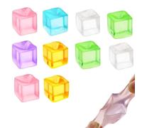 10 Pcs Squishy cube, Ice cube squishy, Stress Cube Stress-Relieving Little Toys for Boys and Girls Gift Party School (Purple Blue Orange Green Pink Transparent White)