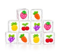 10 Pcs Squishy Set, Fruit Squishy, Mini Sensory for Stress Relief, Strawberry Ice Cube Assorted Fruit Shapes Designs for Office Desk and Classroom Use