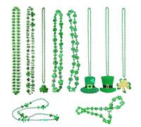 10 Pcs St Patricks Day Accessories Shamrock Necklace Irish St.Patrick'S Day Accessories Party Supplies For Home School Bar Irish Paddy'S Fun Wearables For Women And Men Party Take A Photo Supplies
