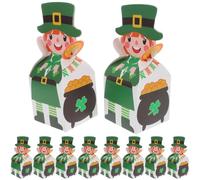 10 Pcs St Patricks Day Favor Boxes Paper Green Party Gifts | Lucky Shamrock Treat Containers, Portable Paper Design, Birthday and Irish Holiday Use, Vibrant Style