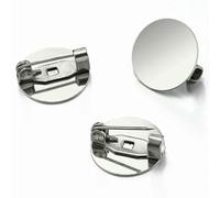 10 pcs Stainless Steel Brooch Base Round Blank Flat Tray Cameo Charms for Jewelry Making DIY Findings(Dia 14mm)