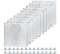 10 Pcs Stainless Steel Cabinet Hinge Repair Plates with 80 Screws. Flat Fixing Brackets to Mend Kitchen Cupboard Doors. (10)