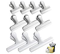 10 pcs Stainless Steel Chip Bag Clips, CNYMANY 3 Sizes 4.7" 3" 1.6" Heavy Duty Air Tight Seal Grip Coffee Food Bag Clamps for Office Kitchen Home Use