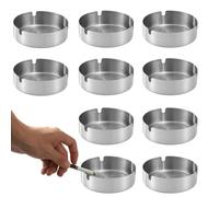 10 Pcs Stainless Steel Cigarette Ashtray Set for Indoor & Outdoor Use - Portable Ash Trays for Home, Office, Bar, and Outdoor Spaces - Durable and Easy to Clean (8cm)