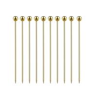 10 Pcs Stainless Steel Cocktail Picks, Reusable Fruit Sticks Stainless Steel Martini Skewers Olive Drink Picks Set for Holiday Party Events