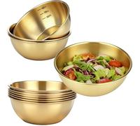 10 Pcs Stainless Steel Gold Decorative Salad Bowls, 13.5 oz Single-wall Metal Serving Bowls, for Mixing Cereal, Fruits, Soup, Rice, Snacks