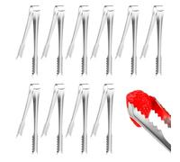 10 Pcs Stainless Steel Ice Tongs, Mini Sugar Tongs, 15cm Small Serving Tongs for Food Sweets Bread Cake Kitchen Wedding Party Bar Bucket