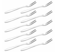 10 Pcs Stainless Steel Mini Forks Set - Elegant Two-Tine Dessert & Appetizer Forks for Fruit, Cake & Pastry - Perfect for Home, Weddings, Parties & Catering (Silver)