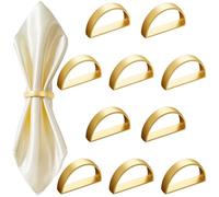 10 Pcs Stainless Steel Napkin Rings Metal Napkin Ring Holders Modern Serviette Buckles Metallic Adornment for Table Settings Kitchen Dinner Party Wedding (Matte Gold Semicircle)