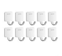 10 Pcs Stainless Steel Towel Hooks, Heavy Duty Wall Hangers for Bathroom Kitchen Office, No Drill Coat Hooks, Silver 5.3x4.2x3cm