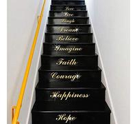 10 Pcs Stair Stickers Wall Acrylic Mirror Effect Word Art Stair Decals Design DIY Self-Adhesive Decoration Removable Wallpaper for Home Living Room Bedroom Bathroom Kitchen Decor Mural Quotes (Gold)