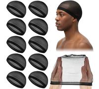 10 Pcs Stocking Wig Caps for Women Men, Ultra Thin Stretchy Wave Cap Hair Net Skull Caps for Women Men Knit Stretchy Beanie Cap for Sleeping Sports Daily Grooming & Styling Black