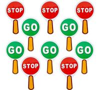 10 Pcs Stop and Go Sign Handle Guard Road Signs Waterproof Crossing Stop Sign for Kids Green Red Light Sign Teaching Traffic Safety