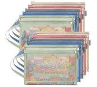 10 PCS Storage Bags with Zipper, Colored Mesh Double-Layer Bags Storage for , A4 Zipper Pouch with Handle, Suitable for Storing Building Blocks, Puzzles, Books, Stationery