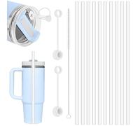 10 pcs Straws for Stanley, 31cm Clear Straw for Stanley Cup, Straws Compatible with Stanley Adventure Quencher 20/30/40 oz Straw Replacement with Cleaning Brush and Straw Covers