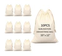 10 PCS Sublimation blank drawstring bag Reusable canvas Heat Press DIY crafts Party Wedding Christmas storage Home party art supplies