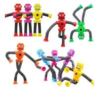 10 PCS Suction Cup Robot Pop Tube Fidget Spinners, Transformable Sensory Toys for Kids, DIY Chain Gyro, Easter Basket Stocking Stuffer Gift for Boys Girls Ages 3-10