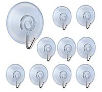 10 PCS Suction Cup Wall Hooks, 4.5cm Transparent Suction Cup Hook Hangers Sucker Pads with Hook Clear Suctions Hooks Plastic Suction Wire Hook with White Box for Bathroom Kitchen Window Wall Glass