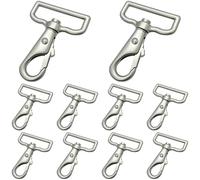 10 Pcs Swivel Trigger Clips, Zinc Alloy Bolt Snap Hooks with 1.5 in / 3.8 cm Large D-Loop, Brushed Nickel Finish, for Pet Leashes, Handbag Straps, Camera Straps, Keychains
