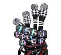 10 Pcs Synthetic Leather Iron Golf Head Covers Strong Magnetic Closure Long Neck Protect Club Shaft Clearly Number Tag 3-9/A/P/S (Gradient Number Leather Black)