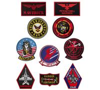 10 Pcs Tactical Patch Compatible with TV TOP Gun US Air Force Military Embroidered Applique Army Emblem with Hook and Loop Fastener Backing Patch for Clothes Jacket Jeans Vest