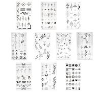 10 PCS Temporary Tattoos Fake provisional Tattoos Finger Stickers Small Temporary Tattoos for Women Semi Permanent Tattoos Last 1-2 Weeks Waterproof for Women Girls