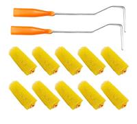 10 Pcs Textured Paint Roller Set, 8 Pcs 4 Inch Flower Pattern Roller Cores, 2 Pcs Thumb Handles, Foam Roller for Art Paint and Faux Finish, 12.6 in / 32 cm Handle