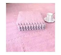 10 Pcs Thickened Plush Interlocking Floor Mat Thick- Fluffy Square Tiles With Edgings Soft Anti-Slip Puzzle Area Rug Playmat For Room(Pink,4 pcs)