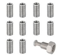 10 PCS Thread Adapters Sleeve Reducing Nuts M10*1.5 Male to M8*1.25 Female Repairing Insert Nut 20mm Stainless Steel Screw Reducer Conversion Fastener for Fastening Screw