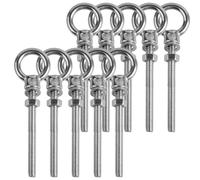 10 PCS Threaded Eye Bolts, M10 x 100mm Long Stainless Steel Marine Grade Shoulder Eye Bolt, Including washers and nuts