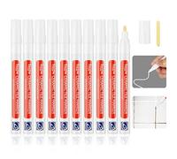 10 Pcs Tile Pen, White Grout Pen for Tiles Bathroom with Replacement Nib Tips Anti-Grout white Tile Pen Marker for Restoring Tile Grout Wall Floor Bathroom Kitchen and Floor Tiles (White)