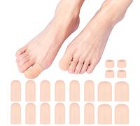 10 Pcs Toe Protectors Silicone, Soft Gel Toe Cover Protector Cap, Silicone Cuttable Toe Covers for Missing Toenails Corns Calluses Blisters Prevent Friction Injury, 3 Sizes Skin Color