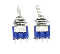 10 Pcs Toggle Switch MTS-103 ON/Off/ON PDT MTS-102 ON//ON 3 Pin 6A 125VAC/3A 250VAC Mini Lever Blue S(MTS-102)