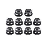 10 PCS Toggles for Drawstrings, Cord Locks Set, Dual-Holes Spring Set Double Holes Toggle Loaded, Plastic Round Ends Stopper Fastener for Waistbands, Sweatpants, Bags(Black)