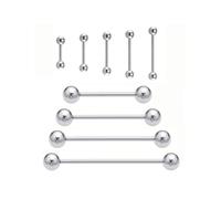 10 Pcs Tongue Bars,Nipple Piercing Tounge Bar Bridge Jewellery Surgical Steel Piercings Kit Titanium Rings Needle Labret Barbell Fake Balls Set 14G 12-20MM,for Stainless Jewelry Vertical Lip Needles