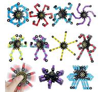 10 Pcs Transformable Fidget Spinner Age 6+, Fidget Toys Bulk for Adults, Transformable Chain Robot Finger Toy DIY Deformation Robot Mechanical Spinners Stress Relief Fidget Toy for Teens Adults