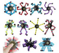 10 Pcs Transformable Fidget Spinner, Fidget Toys Bulk for Adults, Transformable Chain Robot Finger Toy DIY Deformation Robot Mechanical Spinners Stress Relief Fidget Toy for Teens Adults
