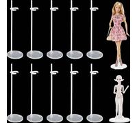 10 Pcs Transparent Acrylic Doll Stands, Adjustable Doll Display Holders
