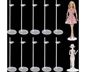 10 Pcs Transparent Acrylic Doll Stands, Adjustable Doll Display Holders