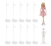 10 Pcs Transparent Acrylic Doll Stands, Adjustable Doll Display Holders | Clear lightweight support fits 9-11 in Monster High & Bratz dolls, stable base for doll collection display and shelf decor