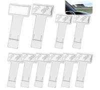 10 PCS Transparent Car Vehicle Windscreen Parking Ticket Clip Permit Pass Holder Gadget with Adhesive Pads, Parking Permit Holder for Car Windscreen, Windshield Ticket Holder