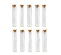 10 PCS Transparent Glass Test Tubes with Cork Stoppers Round Straight Bottles Containers for Powder Candy Storage Scented Tea Scientific Experiments 60ML (2 Ounce)